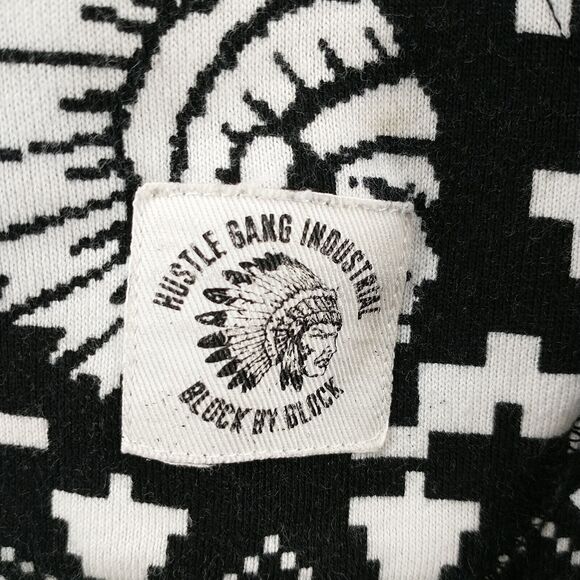 Hustle Gang Industrial Men's Pullover Hoodie Large Multi Fair Isle Elbow Patch - Picture 6 of 15